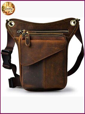 Genuine Leather Drop Leg Bag Multi-Purpose Tactical Waist Pack